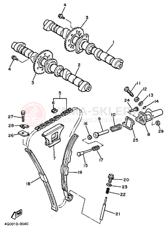 Schemat "Rozrząd - łańcuszek" do Yamaha RADIAN YX600S/YX600SC