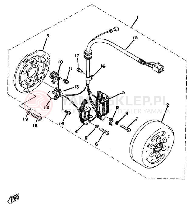 Schemat "Układ zapłonowy" do Yamaha DT250E/DT400E