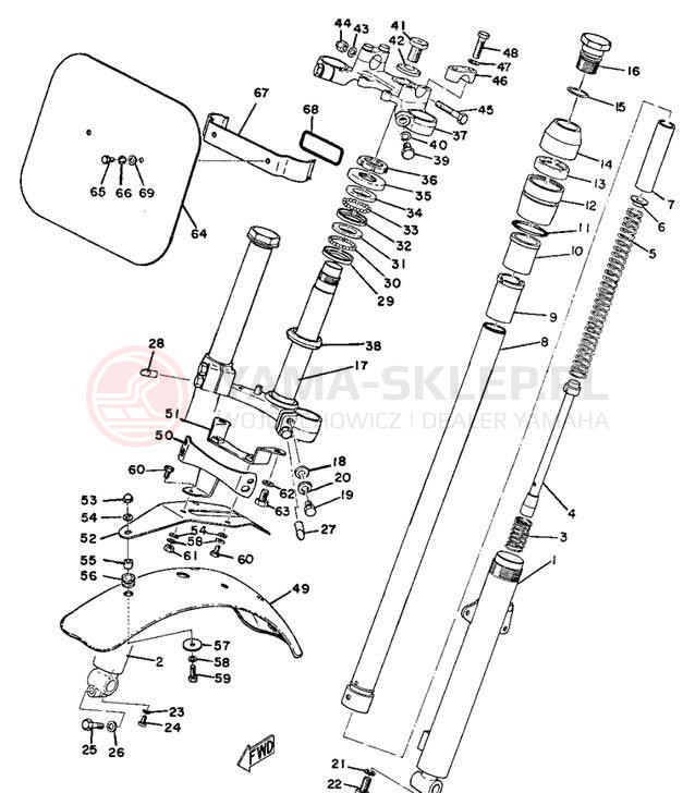 Schemat "Amortyzatory przód, błotnik" do Yamaha AT1C/CT1C/AT1MX