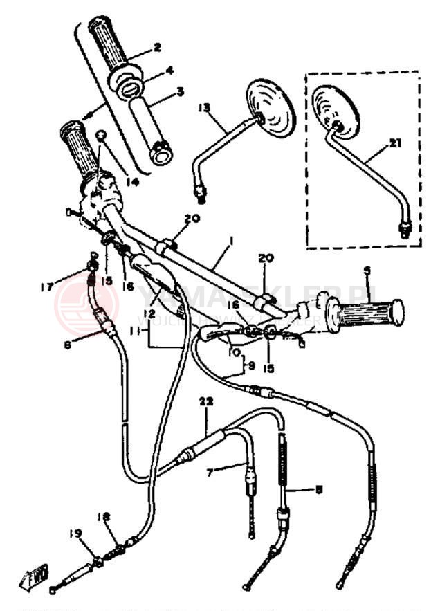 Schemat "Kierownica i osprzęt" do Yamaha DT100K