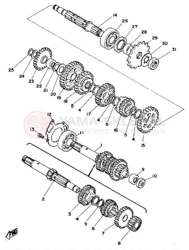 Schemat "Skrzynia biegów " do Yamaha DT125B