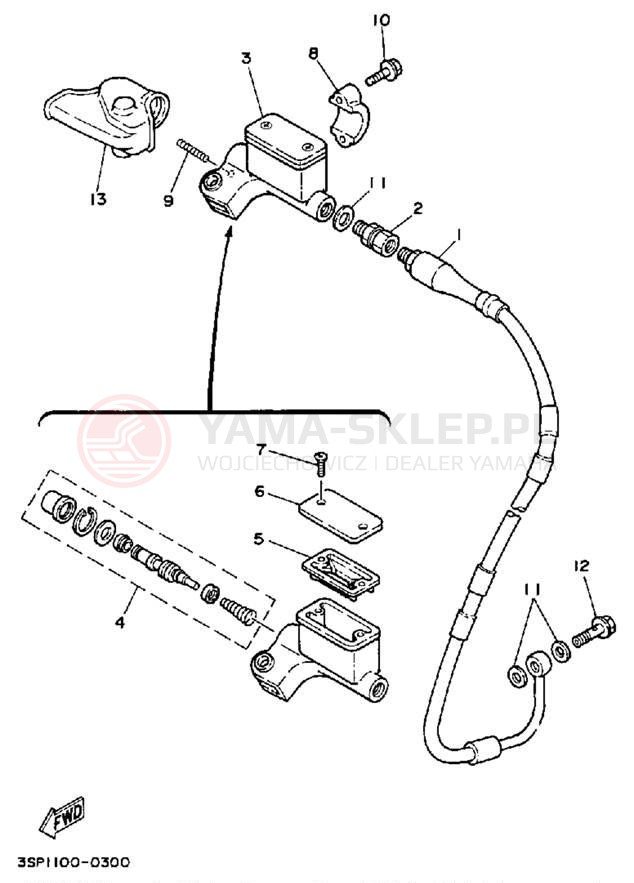 Schemat "Pompa hamulcowa przednia" do Yamaha WR250ZB