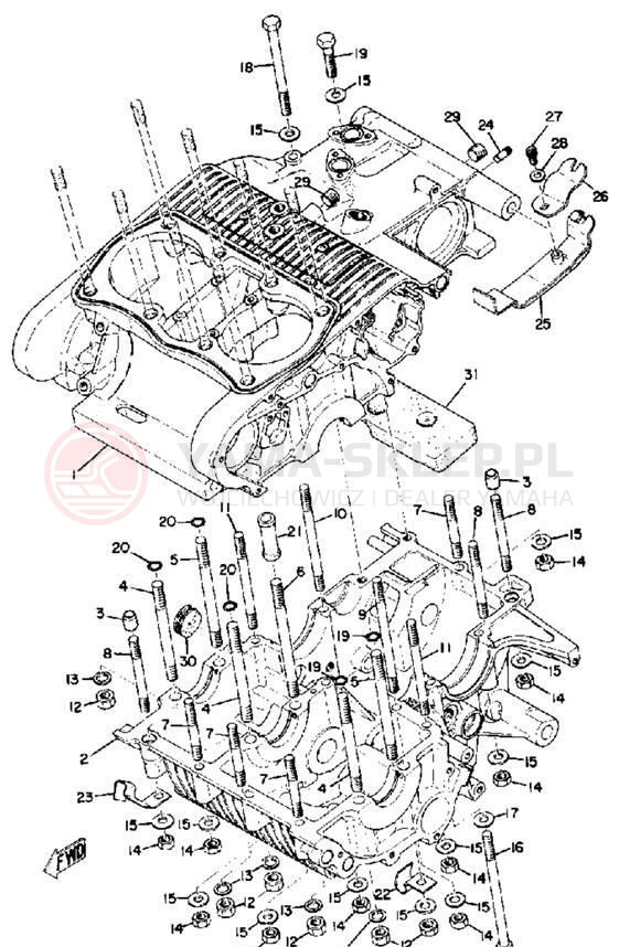 Schemat "Obudowa silnika" do Yamaha TX750