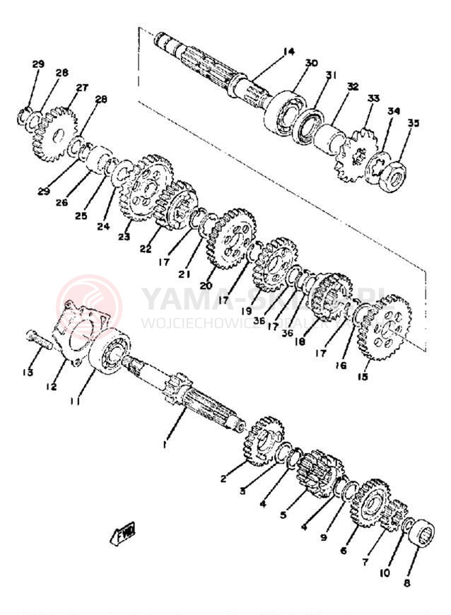 Schemat "Skrzynia biegów " do Yamaha YZ125C