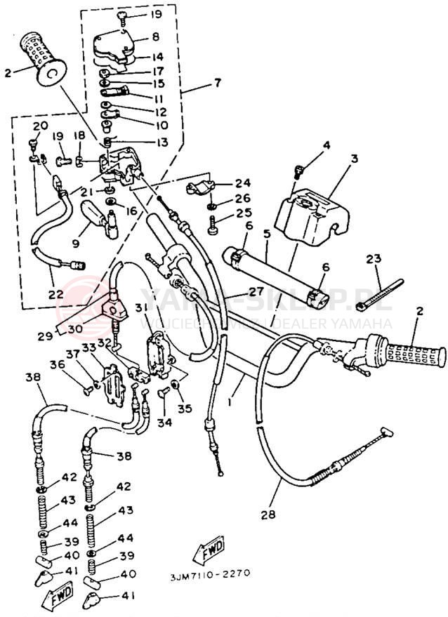 Schemat "Kierownica i osprzęt" do Yamaha BLASTER YFS200D_MN