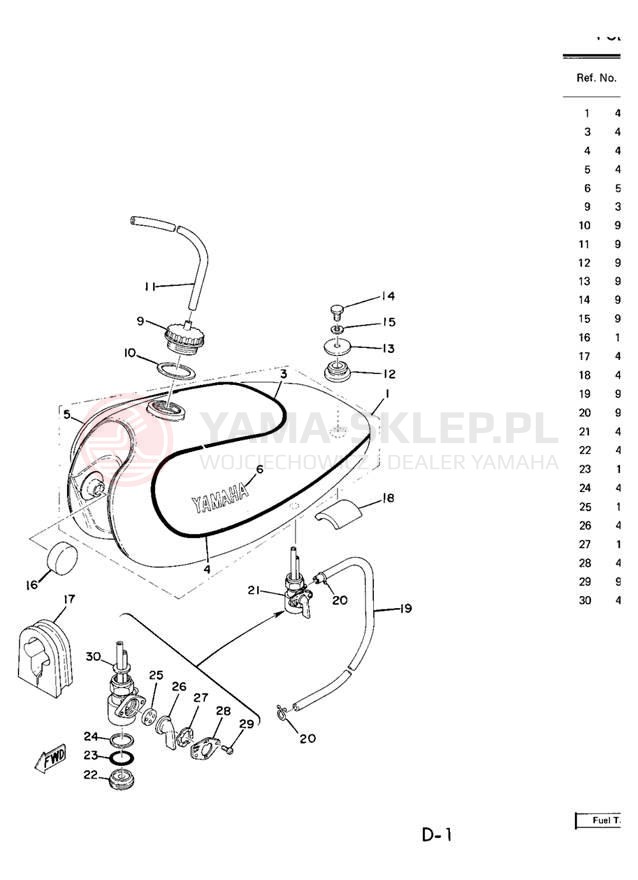 Schemat "zbiornik paliwa" do Yamaha TY250C