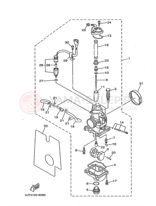 Schemat "Gaźnik" do Yamaha TZ125 TZ125