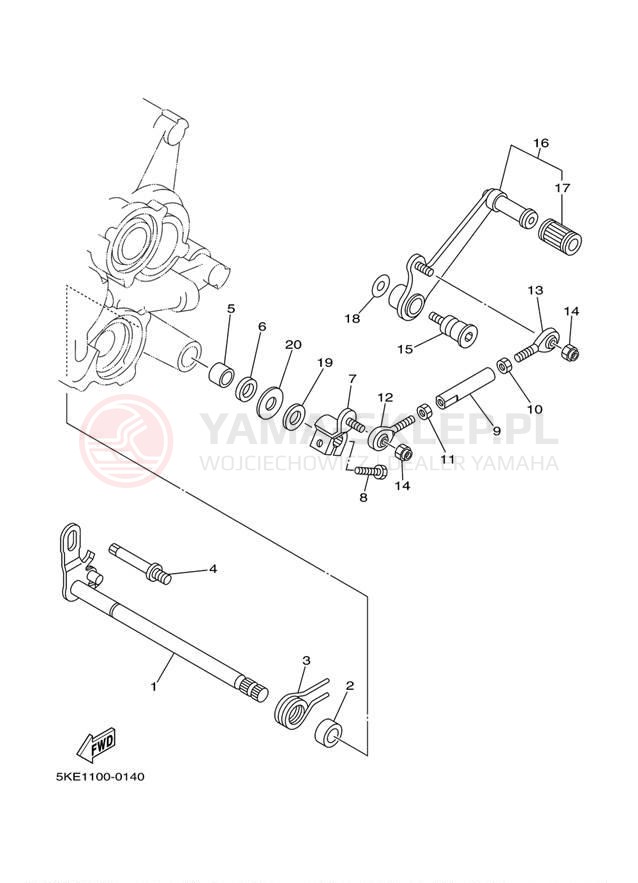 Schemat "Dźwignia zmiany biegów, wałek" do Yamaha TZ250 TZ250M