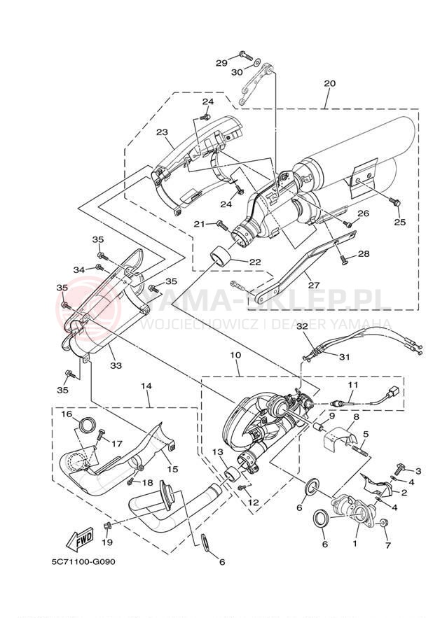Schemat "Wydech końcowy" do Yamaha RAIDER XV19CXB/XV19CXCB