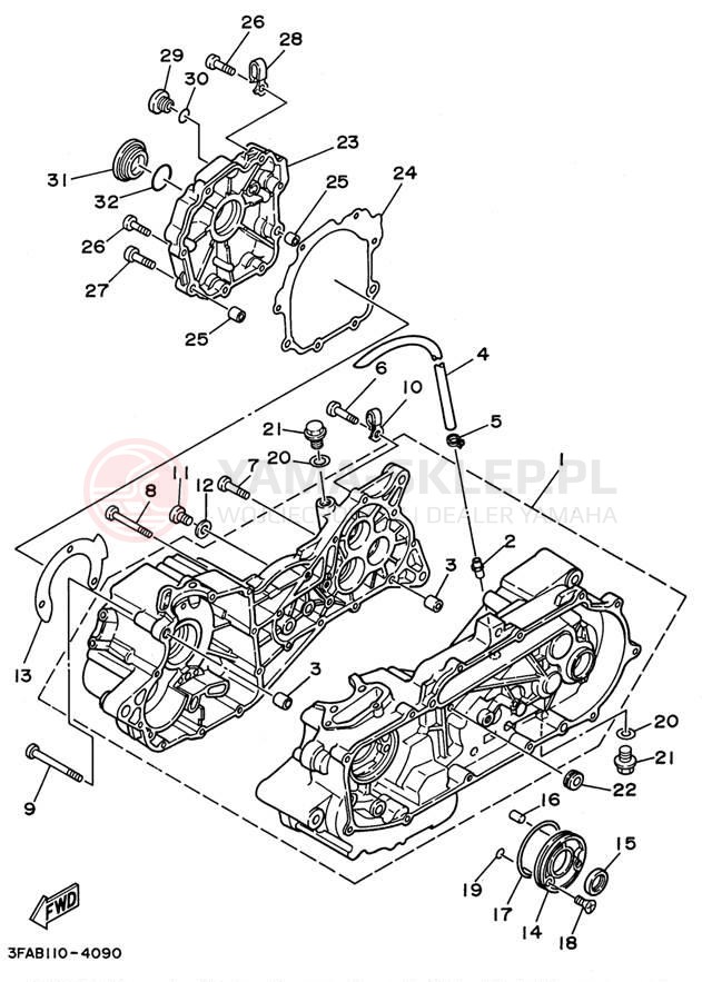 Schemat "Obudowa silnika" do Yamaha BREEZE YFA1H