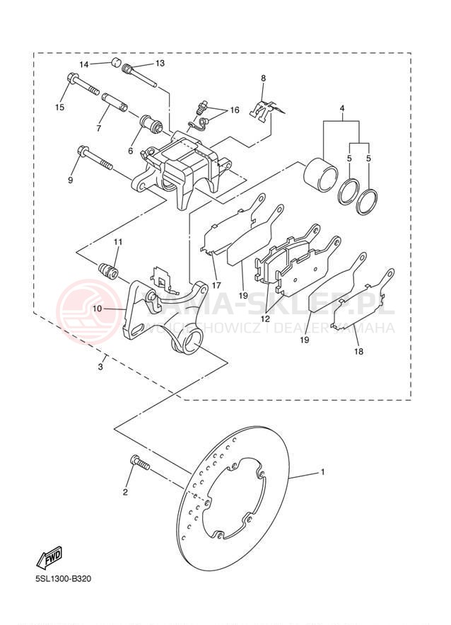 Schemat "Zacisk hamulcowy tylny" do Yamaha YZFR6 YZFR6R/YZFR6RC