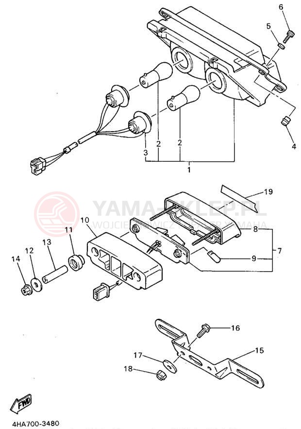 Schemat "lampa tył" do Yamaha YZF750RF/YZF750RFC