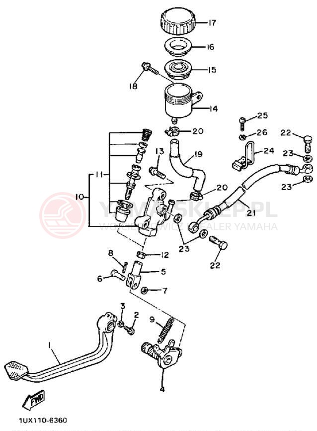 Schemat "Pompa hamulcowa tył" do Yamaha FJ1200T/FJ1200TC