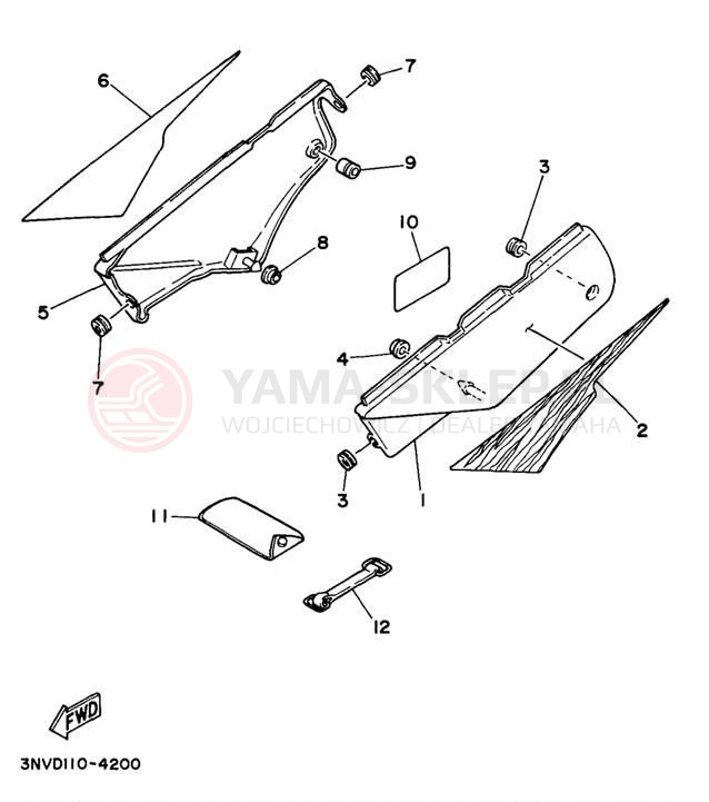 Schemat "Pokrywa boczna" do Yamaha XT350J/XT350JC