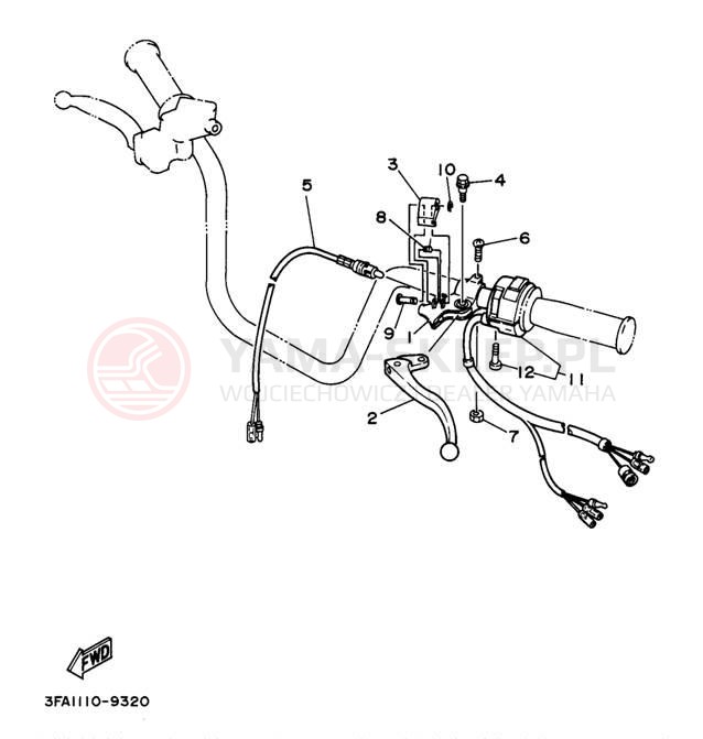 Schemat "Kierownica i osprzęt" do Yamaha BREEZE YFA1J