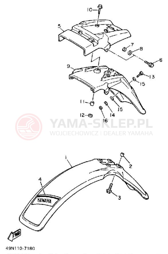 Schemat "błotnik" do Yamaha XT600UC/XT600U