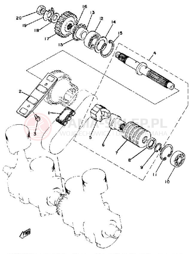 Schemat "przeniesienie napędu" do Yamaha XS1100H