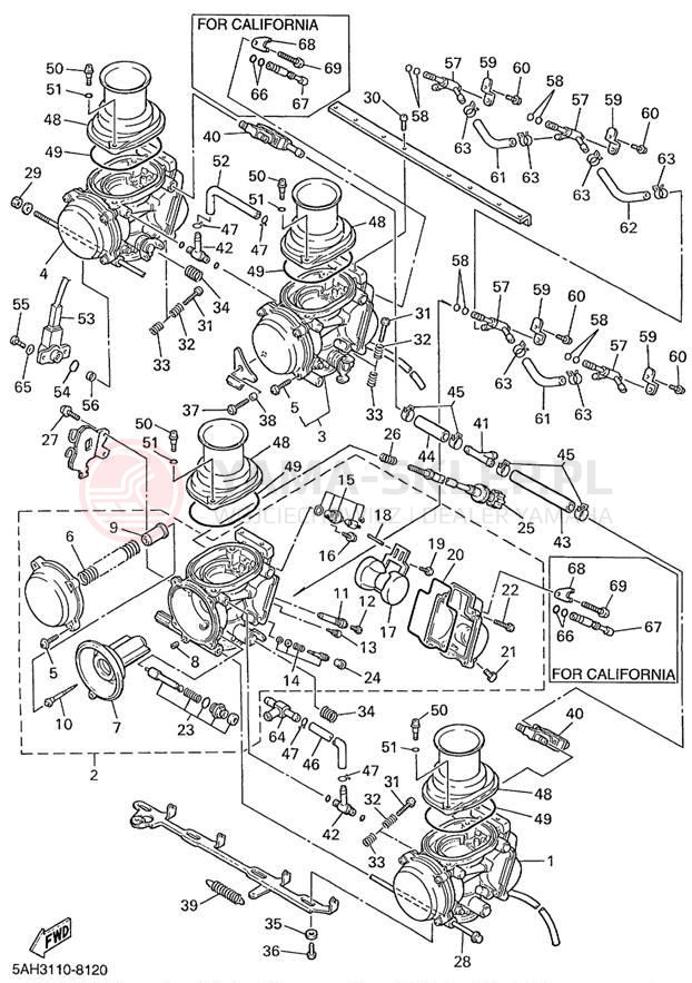 Schemat "Gaźnik" do Yamaha YZF600R YZF600RL/YZF600RLC