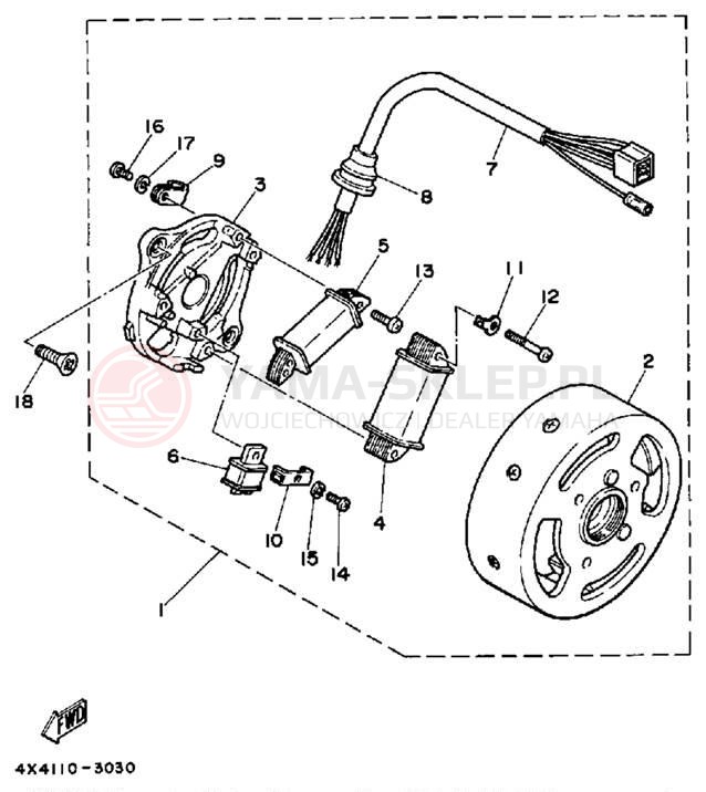 Schemat "prądnica" do Yamaha Y-ZINGER PW50S