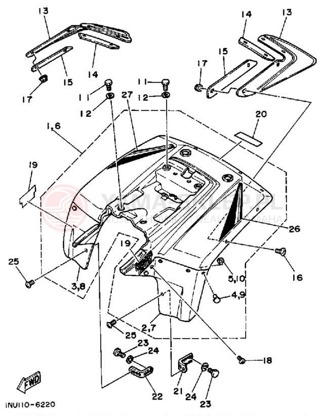 Schemat "Tylny błotnik" do Yamaha YFM200DXS
