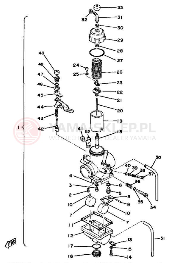 Schemat "Gaźnik" do Yamaha DT250E/DT400E