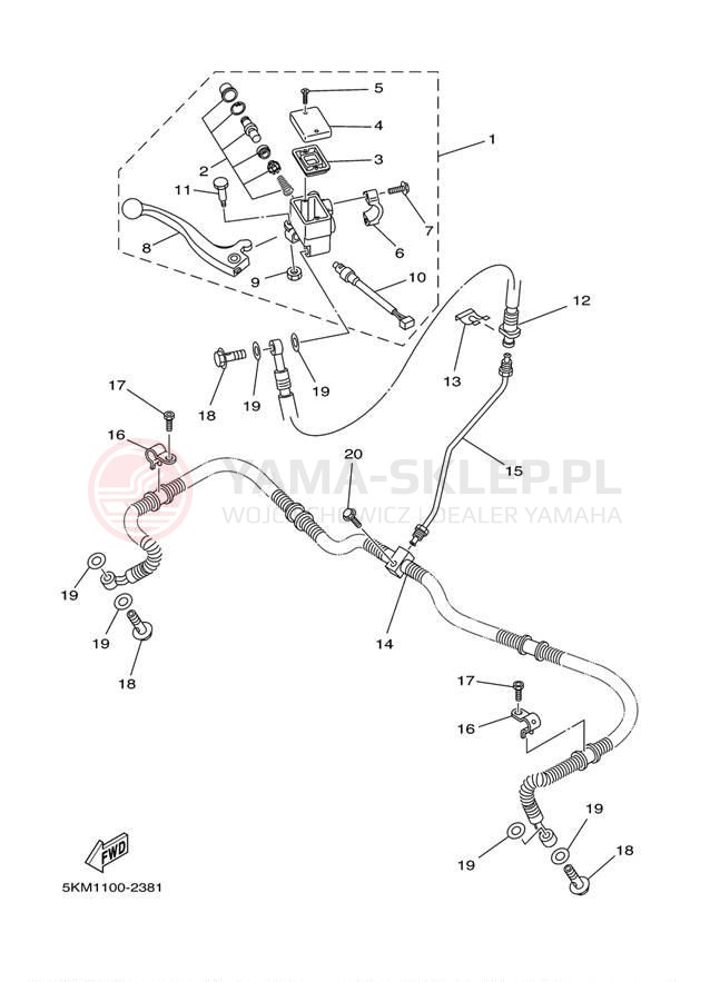 Schemat "Pompa hamulcowa przednia" do Yamaha GRIZZLY 660 YFM660FS