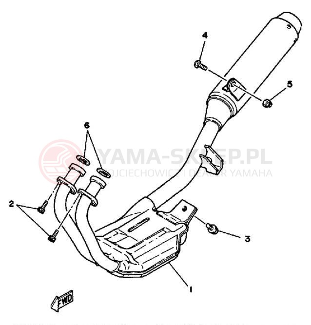 Schemat "Wydech końcowy" do Yamaha SRX250TC/SRX250T