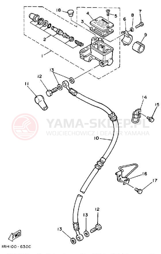 Schemat "Pompa hamulcowa przednia" do Yamaha TT225S