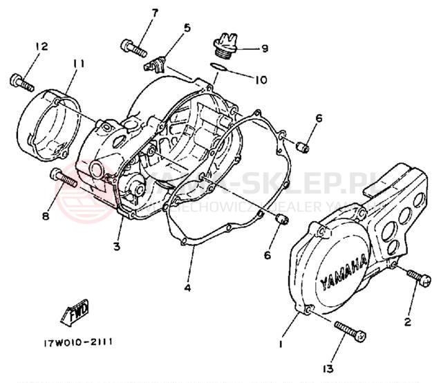 Schemat "Pokrywa silnika" do Yamaha ENDURO DT50U/DT50L/DT50LC