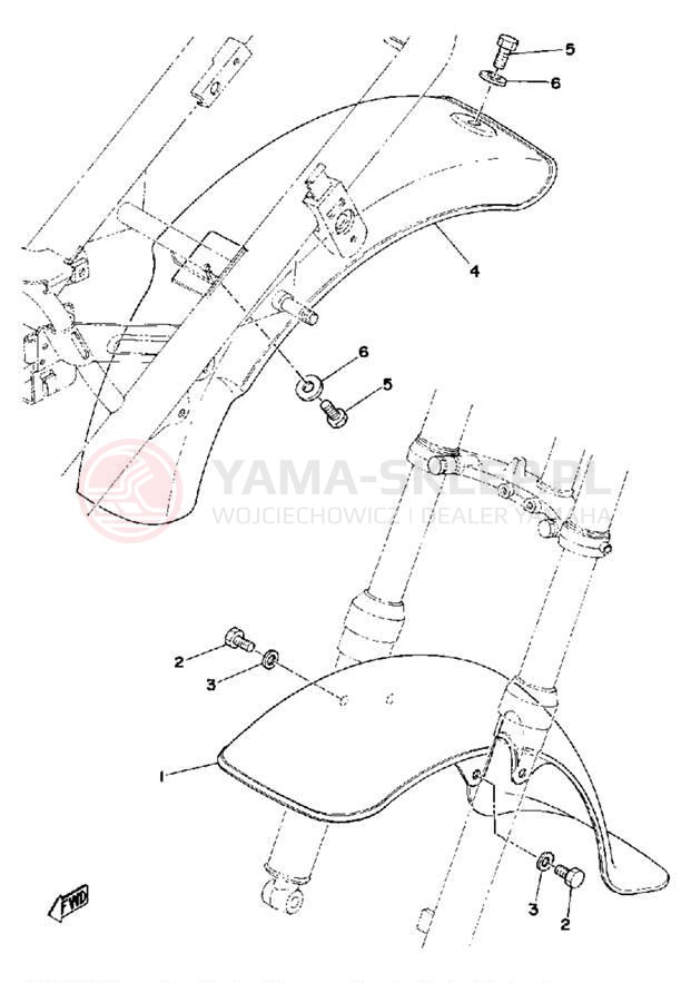 Schemat "Błotniki przód i tył" do Yamaha LB50PF