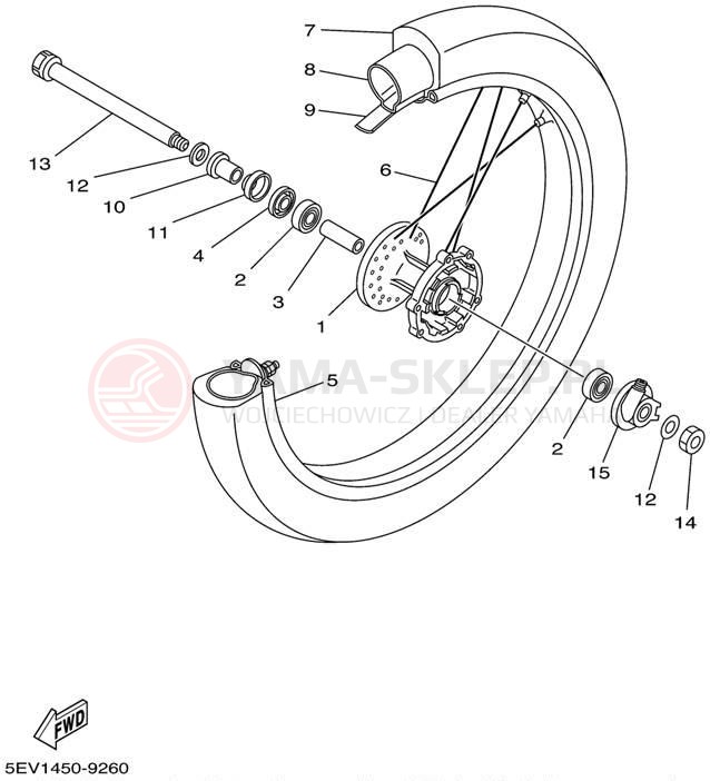 Schemat "Koło przód" do Yamaha XT225 XT225N/XT225NC