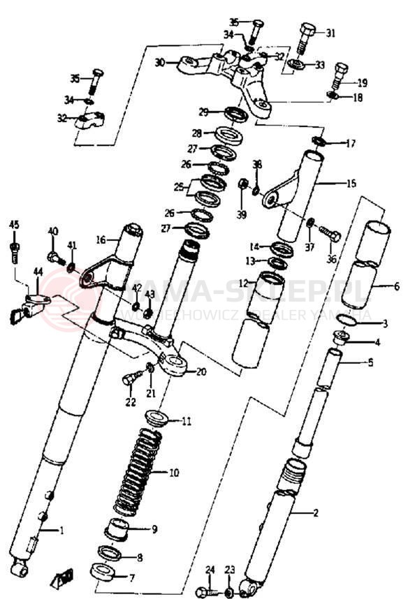 Schemat "Amortyzatory przód" do Yamaha YA6