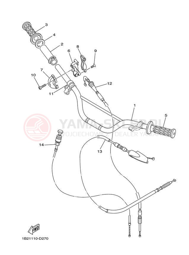Schemat "Kierownica i osprzęt" do Yamaha TT-R125L TTR125LT