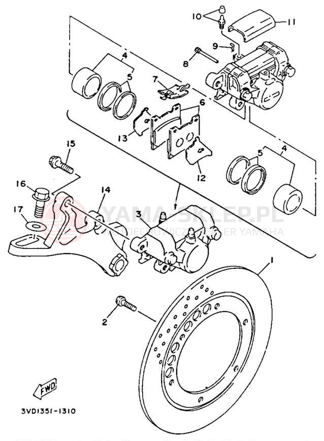 Schemat "Zacisk hamulcowy tylny" do Yamaha TDM850 TDM850DC/TDM850D