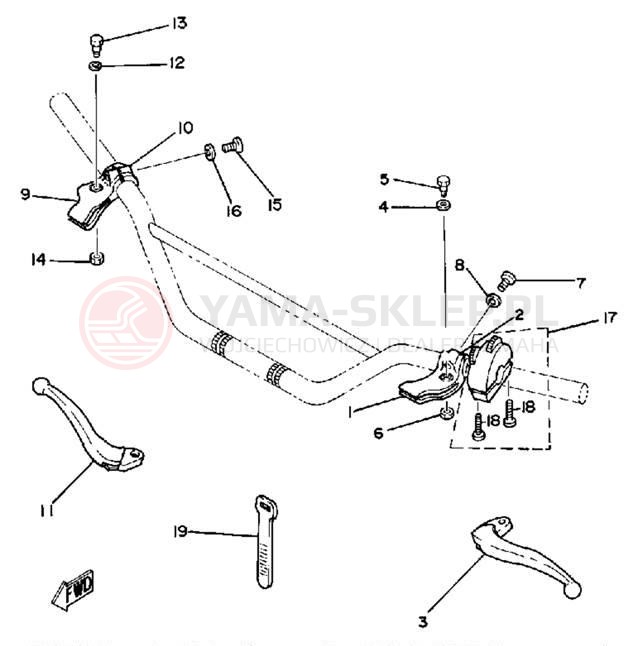 Schemat "Kierownica i osprzęt" do Yamaha IT175H
