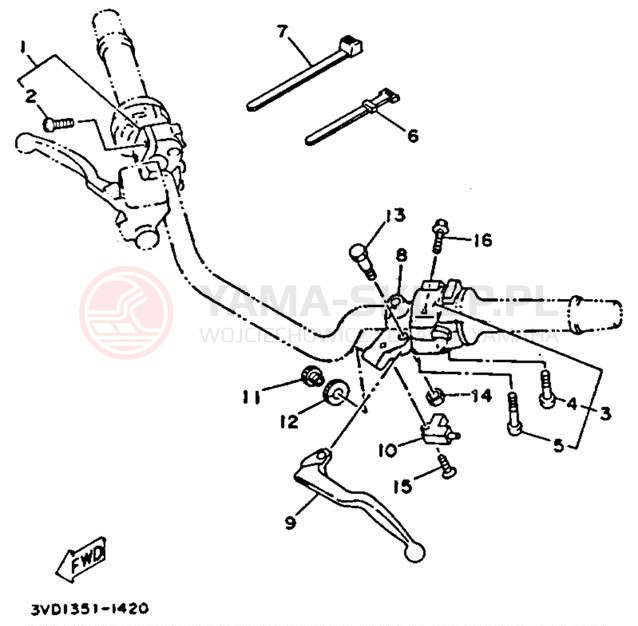 Schemat "Kierownica i osprzęt" do Yamaha TDM850 TDM850DC/TDM850D