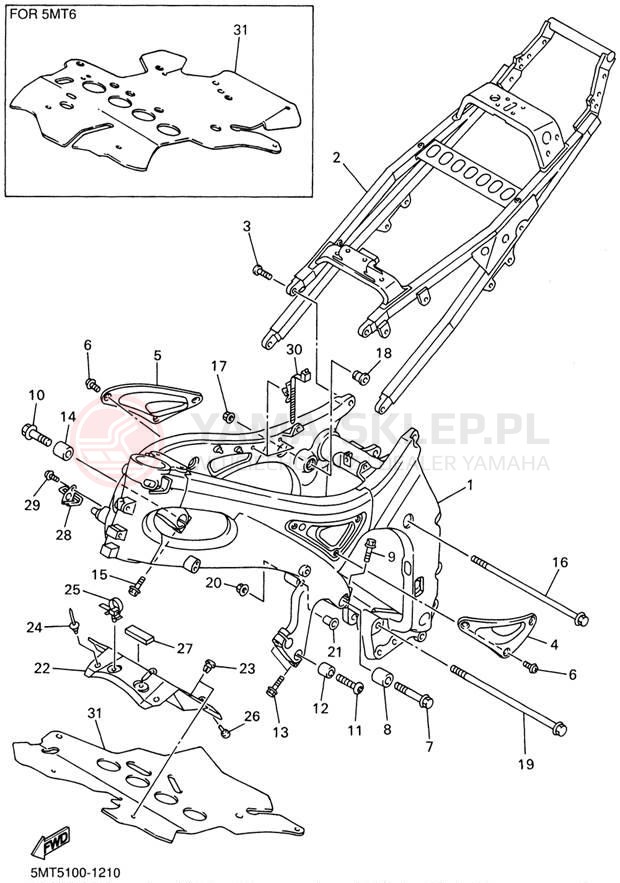 Schemat "rama" do Yamaha YZFR6 YZFR6NC/YZFR6N