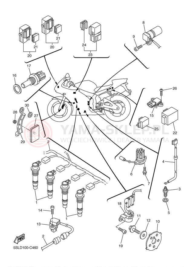 Schemat "układ elektryczny" do Yamaha R6S YZFR6SW/YZFR6SWC