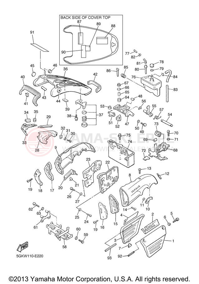 Schemat "Pokrywa boczna" do Yamaha V-MAX VMX12VC/VMX12V