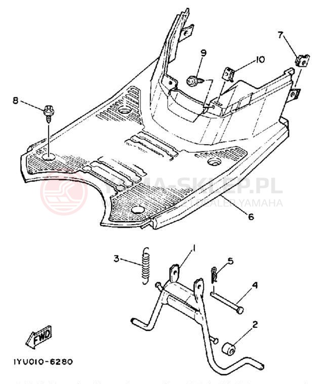 Schemat "Stopka postojowa i podnóżki" do Yamaha RAZZ SH50U/SH50MU