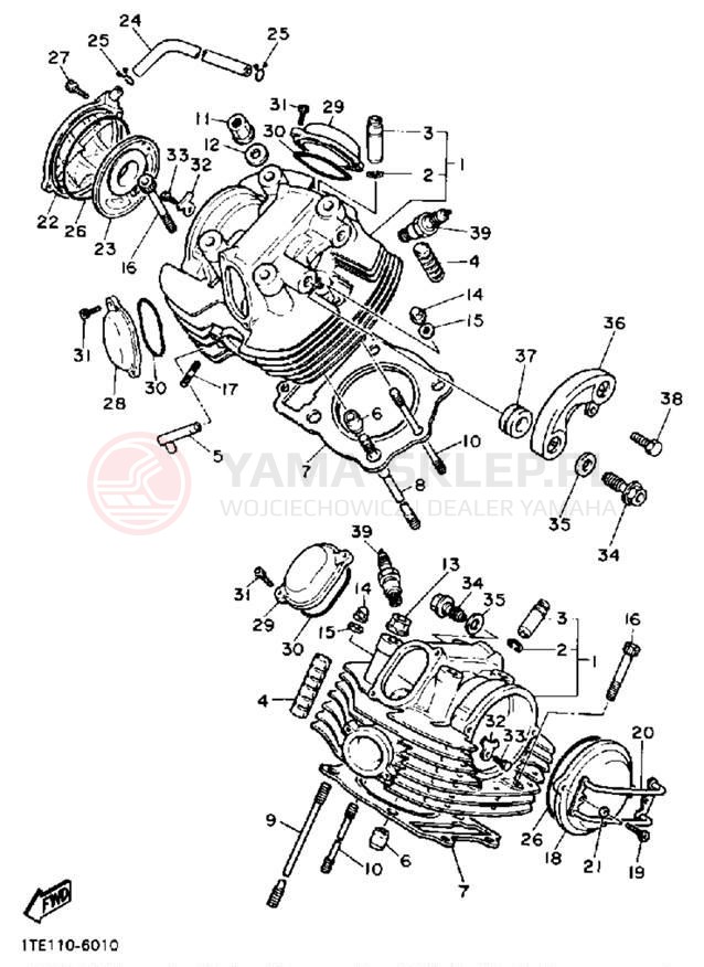 Schemat "głowica" do Yamaha VIRAGO 1100 XV1100AC/XV1100A