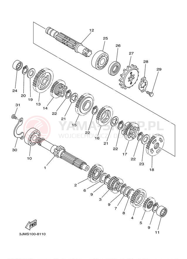 Schemat "Skrzynia biegów " do Yamaha BLASTER YFS200V
