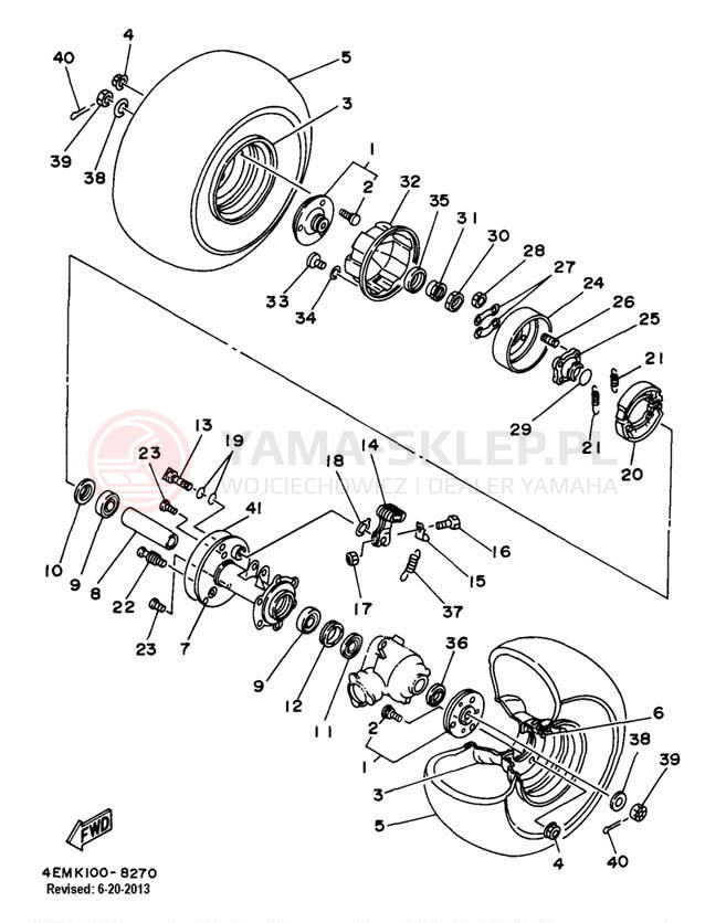 Schemat "Koło tył" do Yamaha BADGER YFM80L