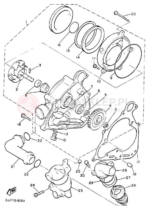 Schemat "Pompa wody" do Yamaha XVZ13DEC/XVZ13DE