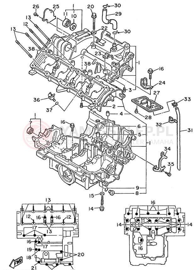 Schemat "Obudowa silnika" do Yamaha FZR600RLC/FZR600RL