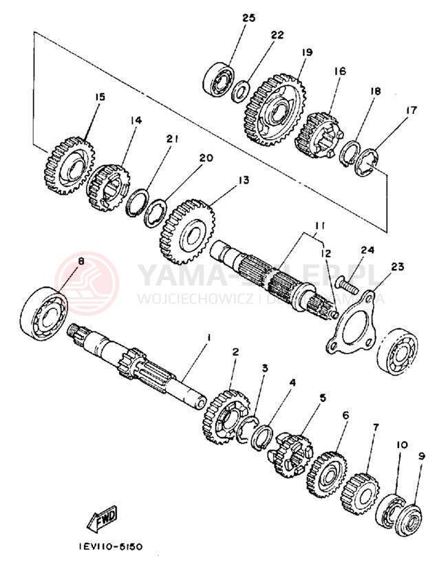 Schemat "Skrzynia biegów " do Yamaha YTM225DRS