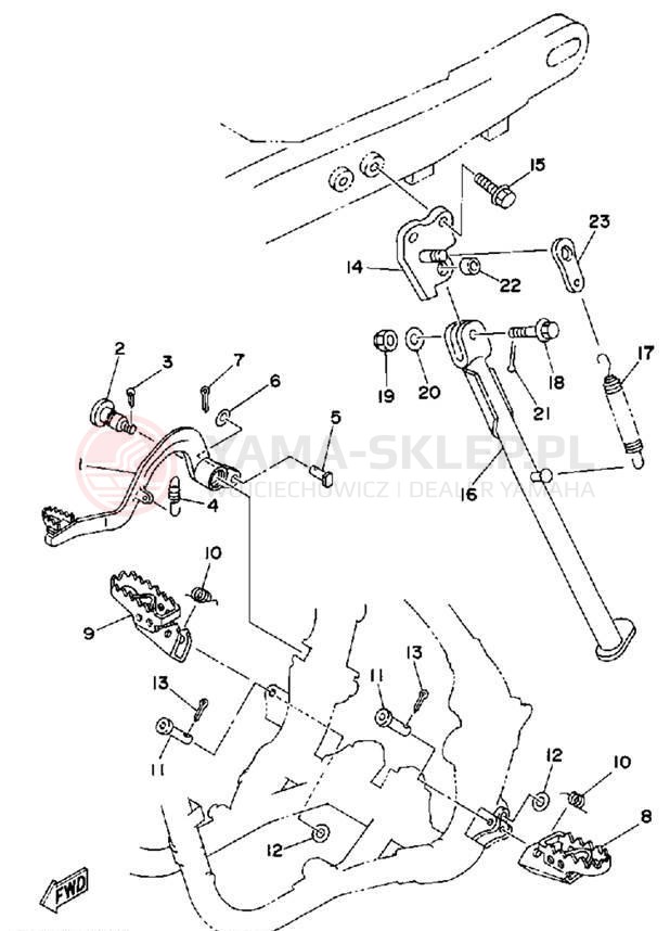 Schemat "Stopka postojowa i podnóżki" do Yamaha WR500ZE