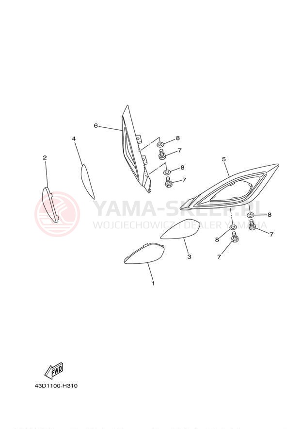 Schemat "Lampa przód" do Yamaha RAPTOR 90 YFM90RDW/YFM90RDL