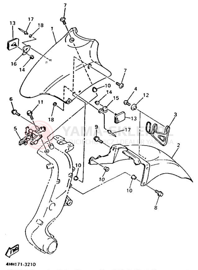 Schemat "Przedni błotnik" do Yamaha GTS1000AE/GTS1000AEC