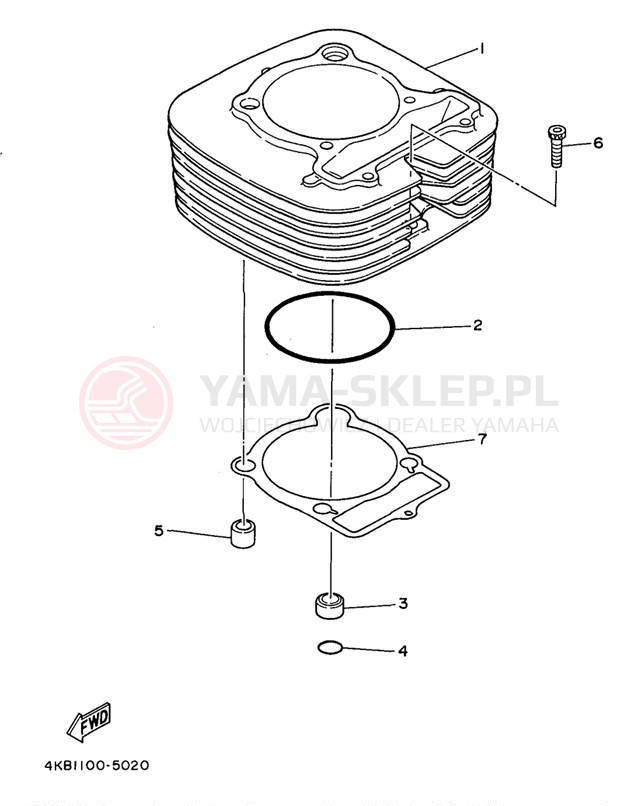 Schemat "cylinder" do Yamaha BIG BEAR 2WD YFM350UK